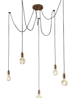 riippuvalaisin Cord 5-os E27 antiikkikupari>Trio Lighting Sale