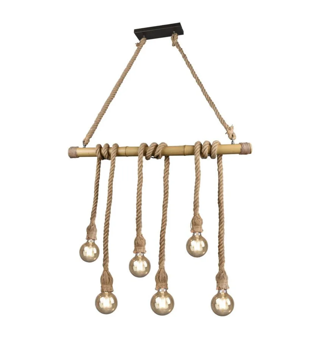 riippuvalaisin Wilma 6xE27 bambu/sisal>Trio Lighting Discount