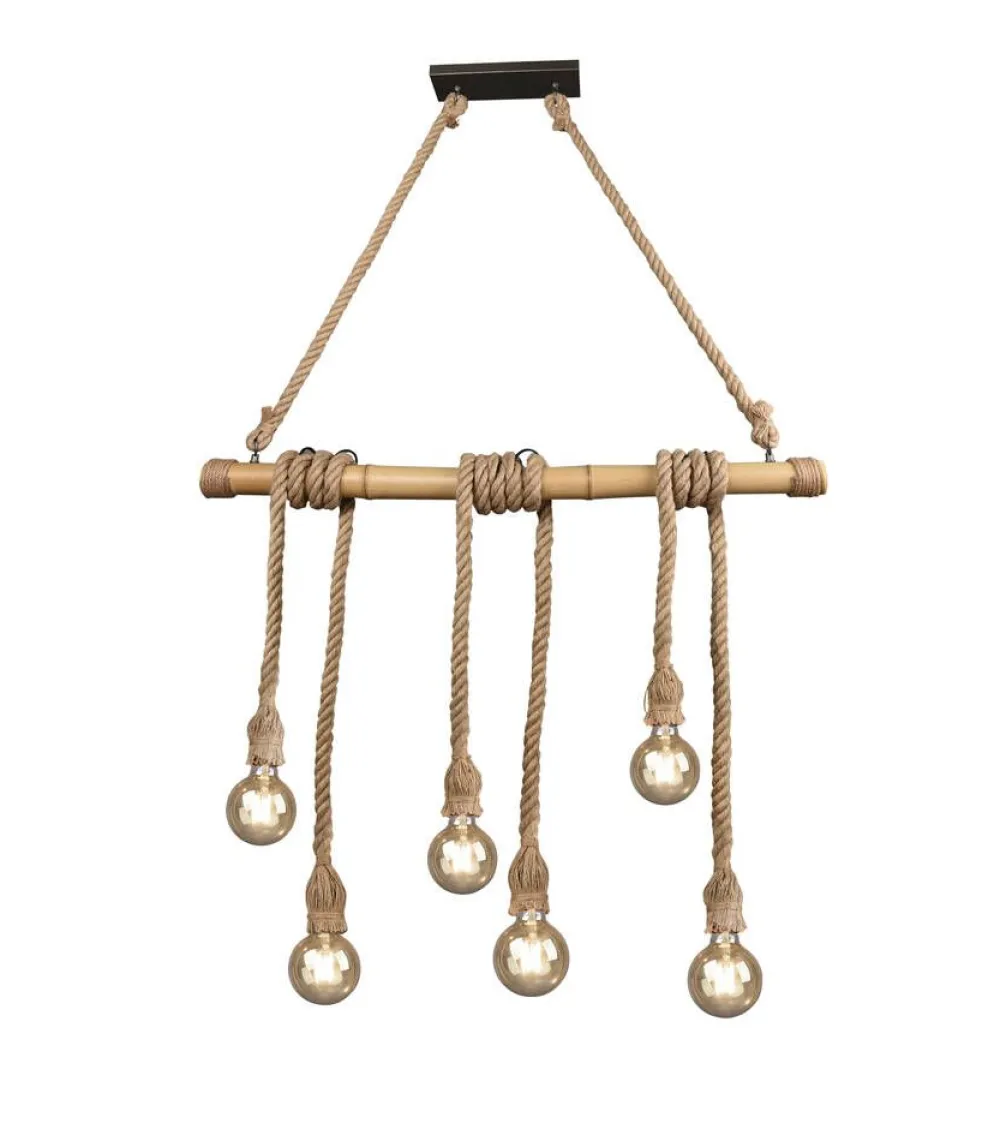 riippuvalaisin Wilma 6xE27 bambu/sisal>Trio Lighting Discount