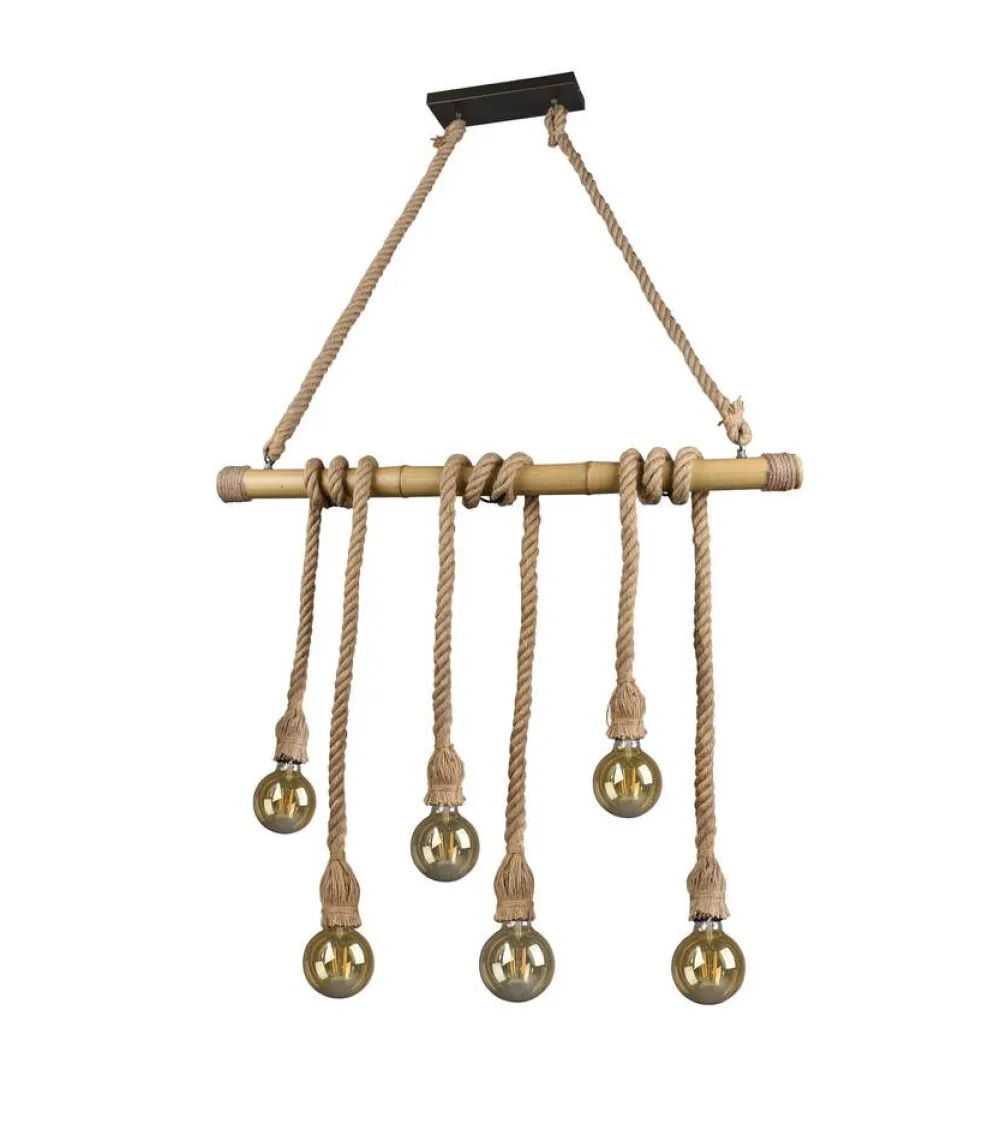 riippuvalaisin Wilma 6xE27 bambu/sisal>Trio Lighting Discount