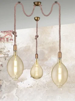Trio Lighting Sisustusvalaisimet|riippuvalaisin Rope 1-os E27 antiikkimessinki
