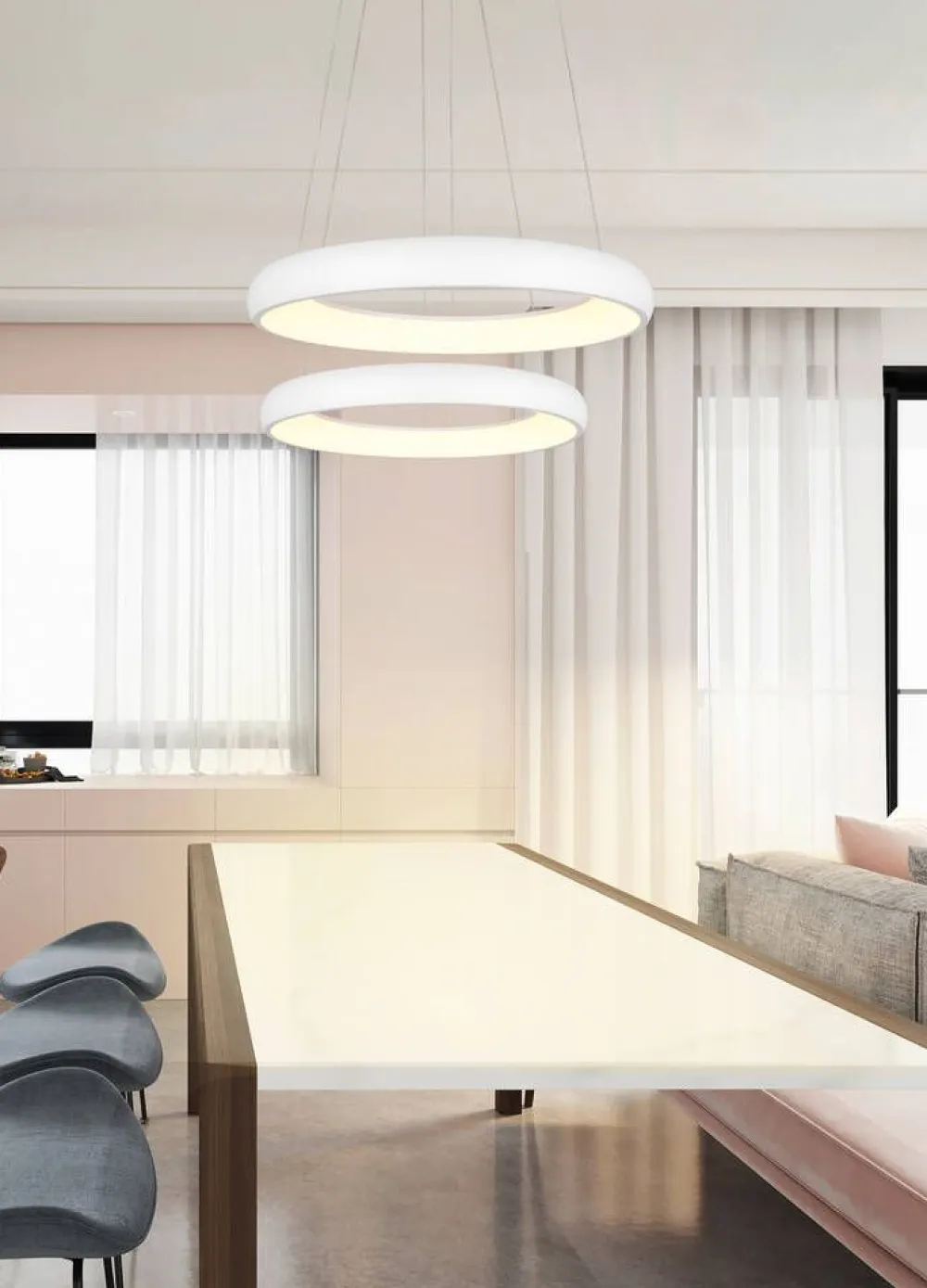 riippuvalaisin Cardona LED 47 cm mattavalkoine>Trio Lighting