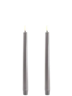 LED kynttilä 2,3x25 cm harmaa smooth 2 kpl>Uyuni Online