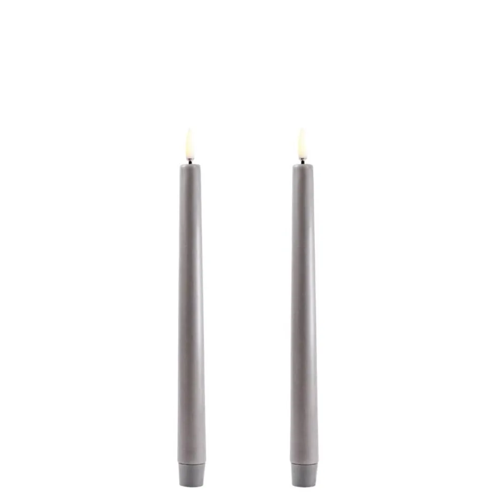 LED kynttilä 2,3x25 cm harmaa smooth 2 kpl>Uyuni Online