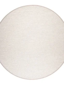 VM-Carpet Pyöreät Matot|Aho 72 beige, kapea pellavakantti Ø 133 cm