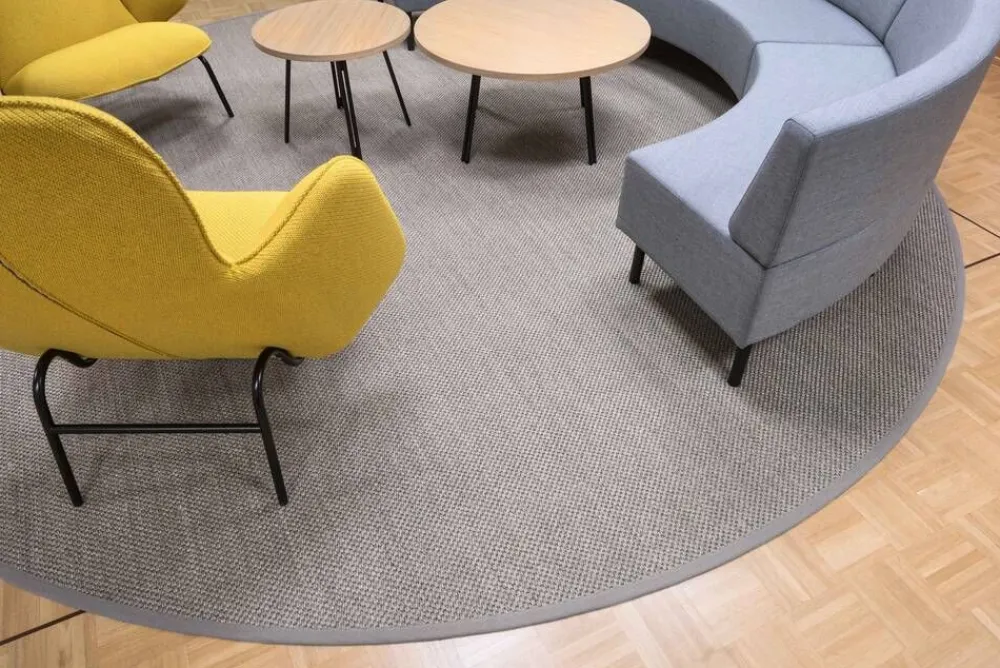 VM-Carpet Pyöreät Matot|Panama 9007 natural, Ø 240 cm, kantti pellava