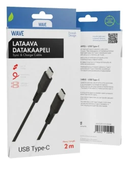 lataava datakaapeli USB Type-C - USB Type-C2m musta>Wave