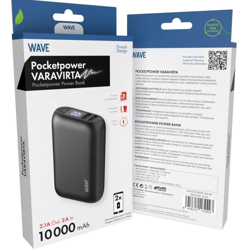 Wave Kuulokkeet Ja Puhelintarvikkeet|lisävirtalaturi Pocketpower 10000 mAh