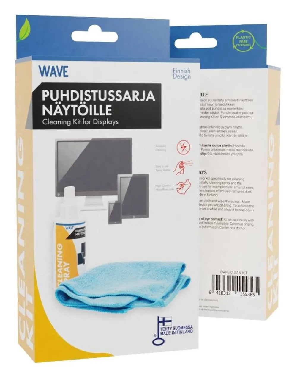 Wave Kuulokkeet Ja Puhelintarvikkeet|näytön puhdistussarja mikrokuituliina+puhdistusaine