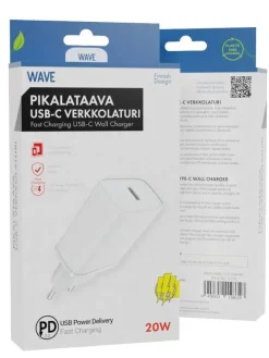 Wave Kuulokkeet Ja Puhelintarvikkeet|verkkolaturi pikalataava 20 W Type-C latauspäällä valkoinen