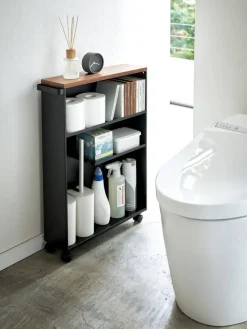 kapea hyllykkö pyörillä Tower musta><noscript><img width=