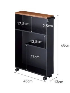kapea hyllykkö pyörillä Tower musta><noscript><img width=